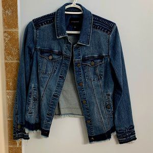 Designer embroidered fringe Jean Jacket size S *Nordstrom*